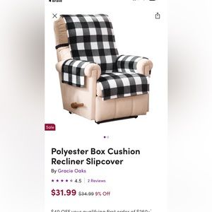 NWT- Black buffalo check furniture cover- fleece